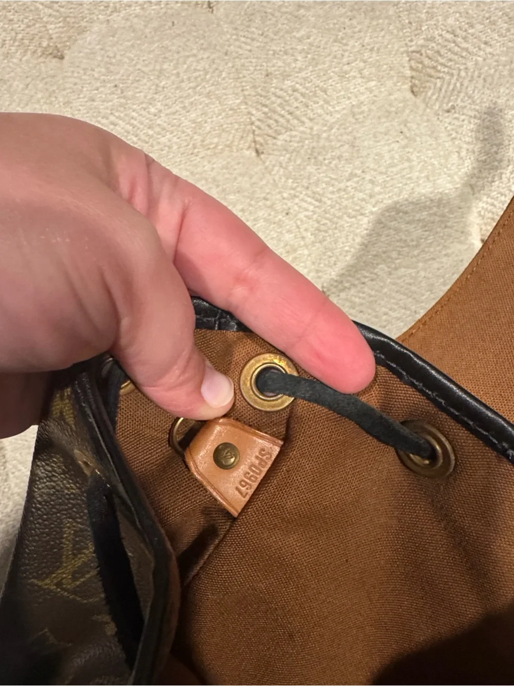 Revamped Louis Vuitton Monogram Drawstring Backpack by Vintage Boho Bags